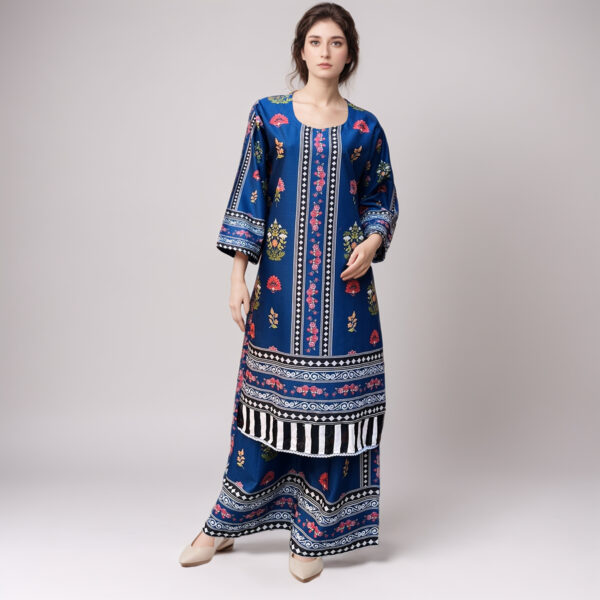 Teal Blue wholesale printed lawn suit