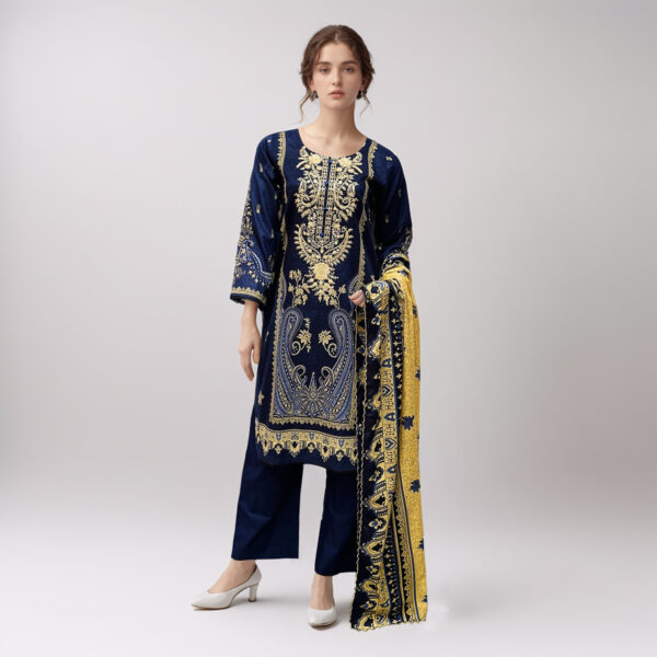 Tealish Blue Embroidered Lawn Suit