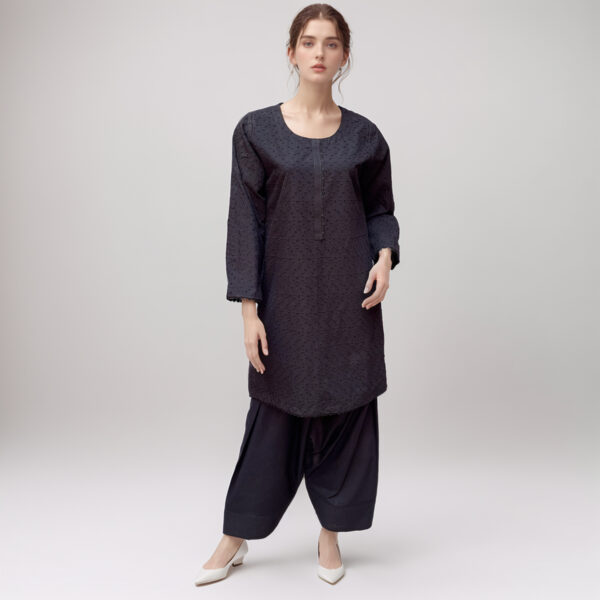 Black Farshi Chikankari Farshi Shalwar Design
