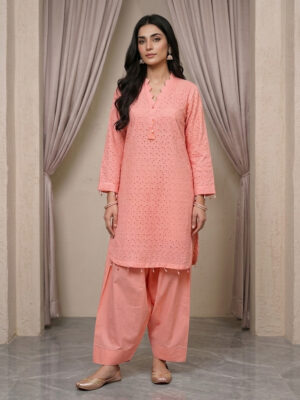 Light Pink Chikankari Lawn Suit with Farshi Shalwar