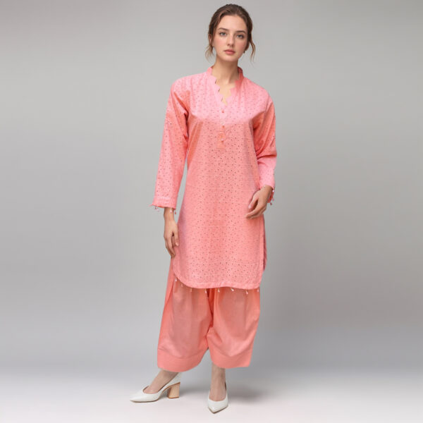 Light Pink Chikankari Lawn Suit with Farshi Shalwar