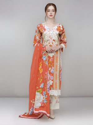 Light orange lawn suits wholesale pakistan