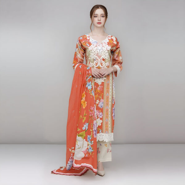 Light orange lawn suits wholesale pakistan