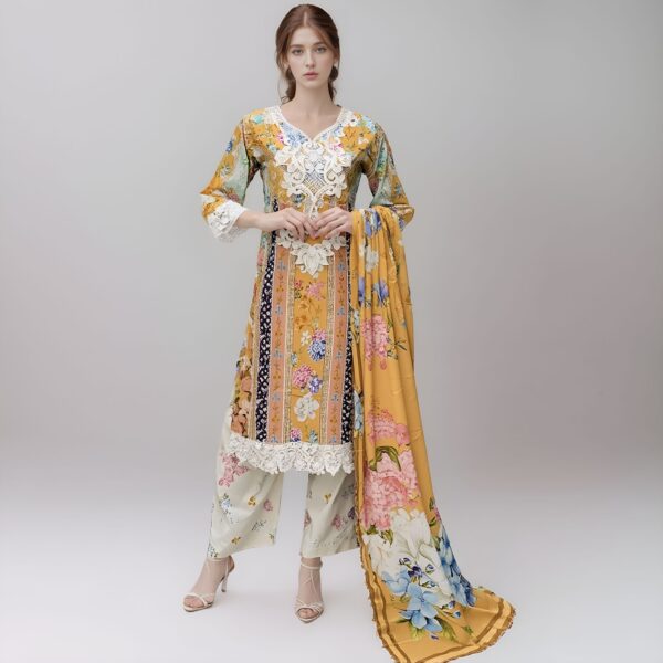 Mustard pakistani wholesale lawn suits