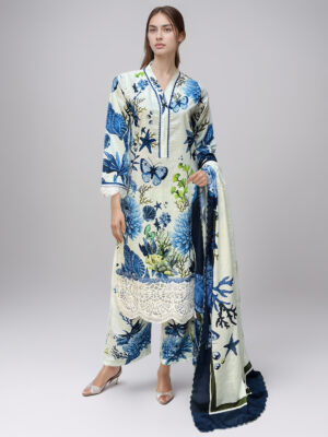 Off-white pakistani wholesale lawn suits