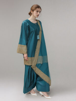 ferzoi Wholesale Katan Silk 3pc Suit with Farshi Shalwar