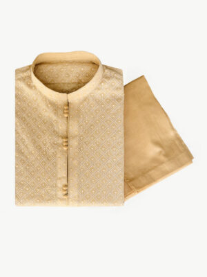 pale peach Mens embroidered kurta pajama