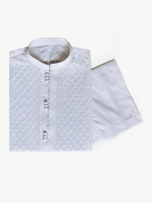 white Designer chikankari kurta for men