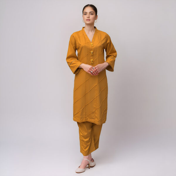 Copper brown Ladies Linen Co Ord Suits Wholesale