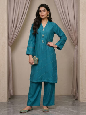 Deep Aqua 2 Piece Linen Co Ord Set Wholesale