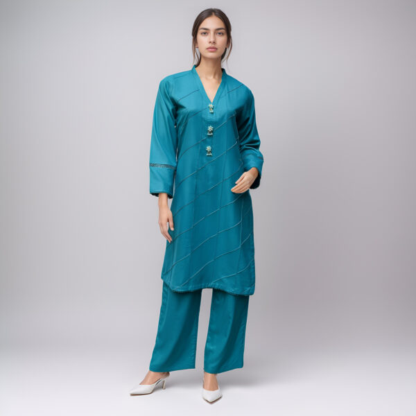 Deep Aqua 2 Piece Linen Co Ord Set Wholesale