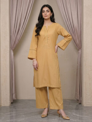 Deep Peach Stitched Linen Co Ord Sets