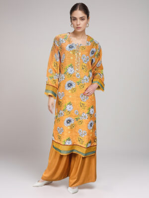 Dull orange Ready to Wear Linen Suits Wholesale
