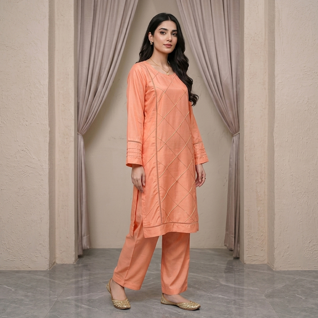 Peachy Pink Linen Co Ord Set Wholesale
