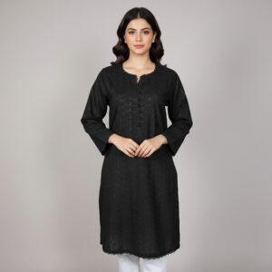 Black Designer Chikankari Embroidered Kurti