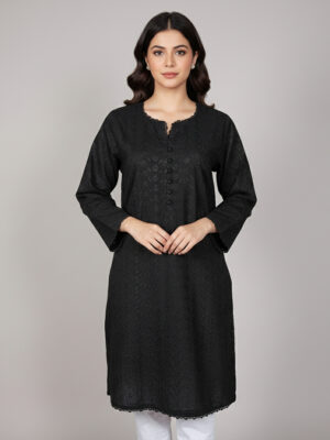 Black Designer Chikankari Embroidered Kurti