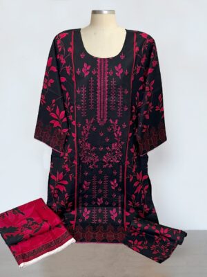Black Embroidered 3 piece lawn suits wholesale