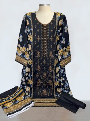 Black Wholesale ladies 3 piece lawn suits Pakistan
