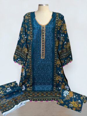 Bluish Cyan Lawn suits wholesale online Pakistan