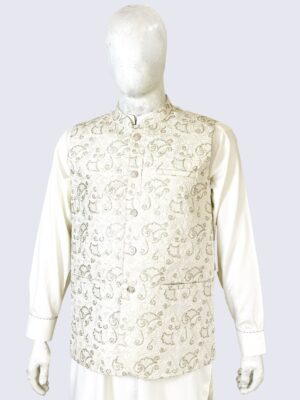 Embroidered Floral White Formal men’s waistcoat