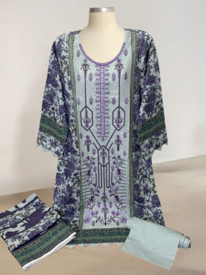Lavender Grey Ladies embroidered lawn suits wholesale