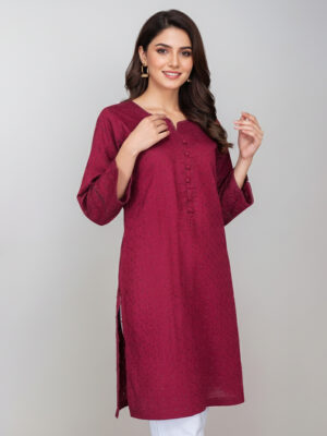 Mehroon Chikankari Cotton Kurti for Ladies