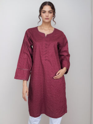 Mehroon Chikankari cotton kurti for ladies