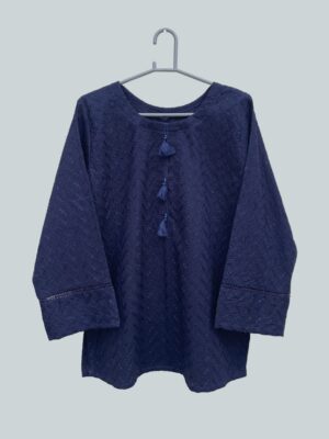 Navy blue trendy short chikankari kurtis