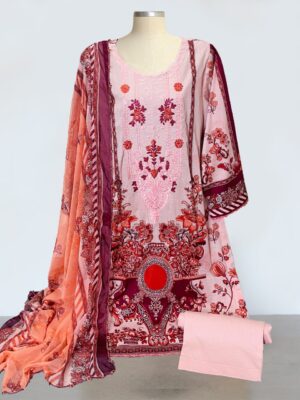 Oyster Pink Ladies 3pc lawn suit wholesale