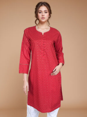 Red kurti Women’s chikankari kurti collection