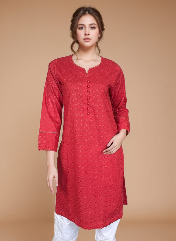 Red kurti Women’s chikankari kurti collection