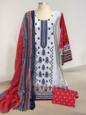 White Lilac Wholesale stitched 3 piece lawn suits