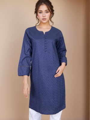 navy blue Chikankari embroidered kurtis for women