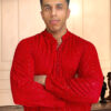 orange Chikankari kurta design for men