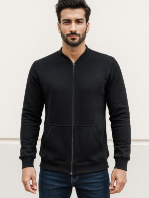 Black Plain zipper hoodies wholesale