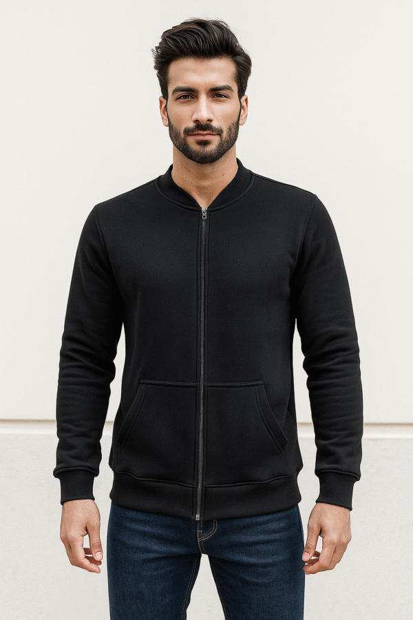 Black Plain zipper hoodies wholesale
