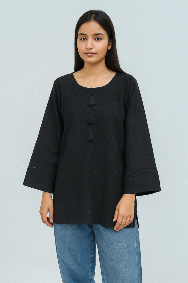 Black Pure Cotton Chikankari Kurti UK