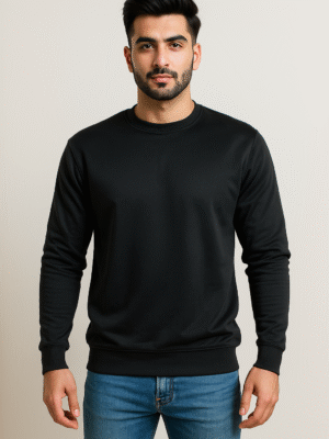 Black interlock Fleece sweatshirts wholesale