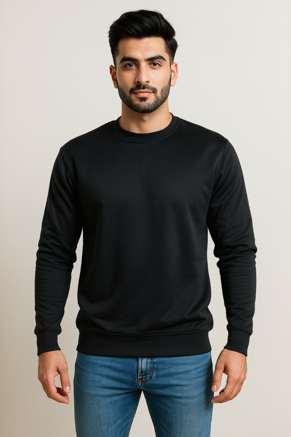 Black interlock Fleece sweatshirts wholesale