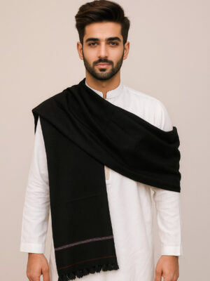Black men’s winter wool shawl