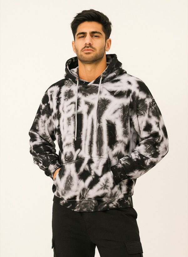 Black & white men’s oversized cotton tie dye hoodie