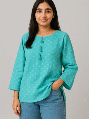 Cyan Designer Chikankari Kurti UK