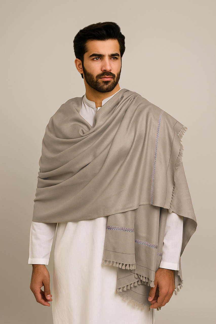 Mushroom Men’s Heavy Wool Shawl for Winter