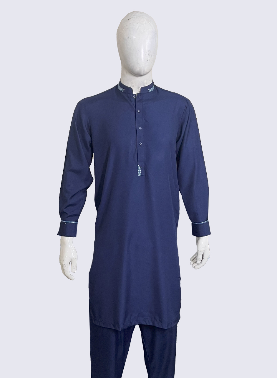 Navy blue Designer Wash and Wear Men’s Shalwar Kameez
