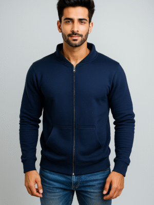 Navy blue Wholesale zip up hoodies for men