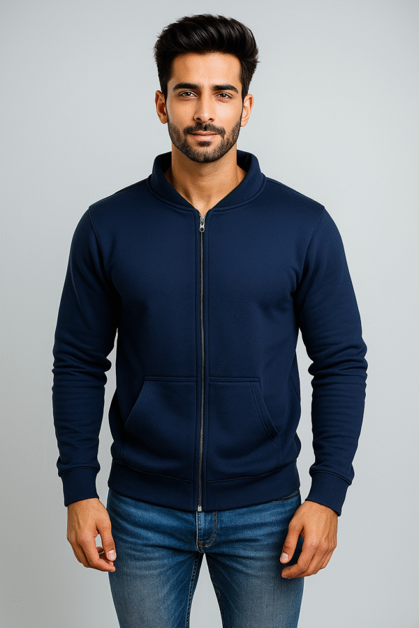 Navy blue Wholesale zip up hoodies for men