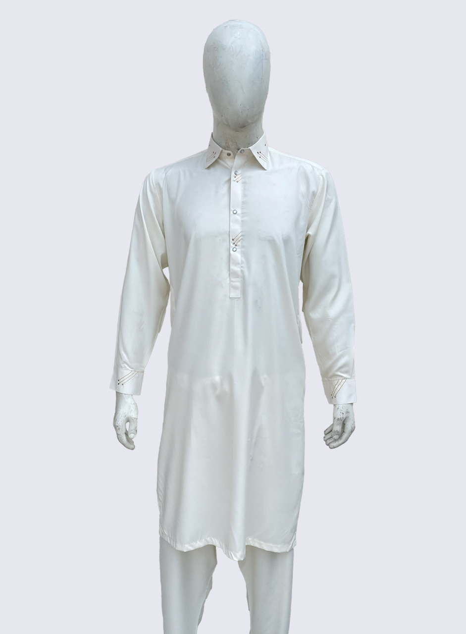 Off-White Wash and Wear Pakistani Shalwar Kameez