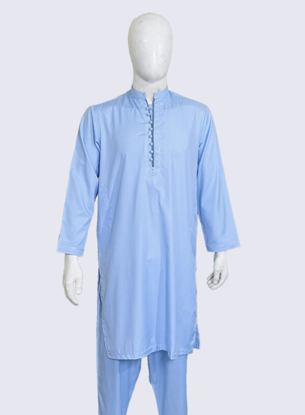 Pastel Blue Wash and Wear Formal Shalwar Kameez for Men