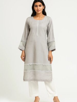 Quill Grey self print bulk linen kurtis for women