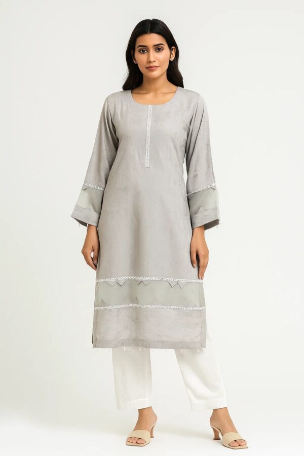 Quill Grey self print ready made Pakistani kurtis UK